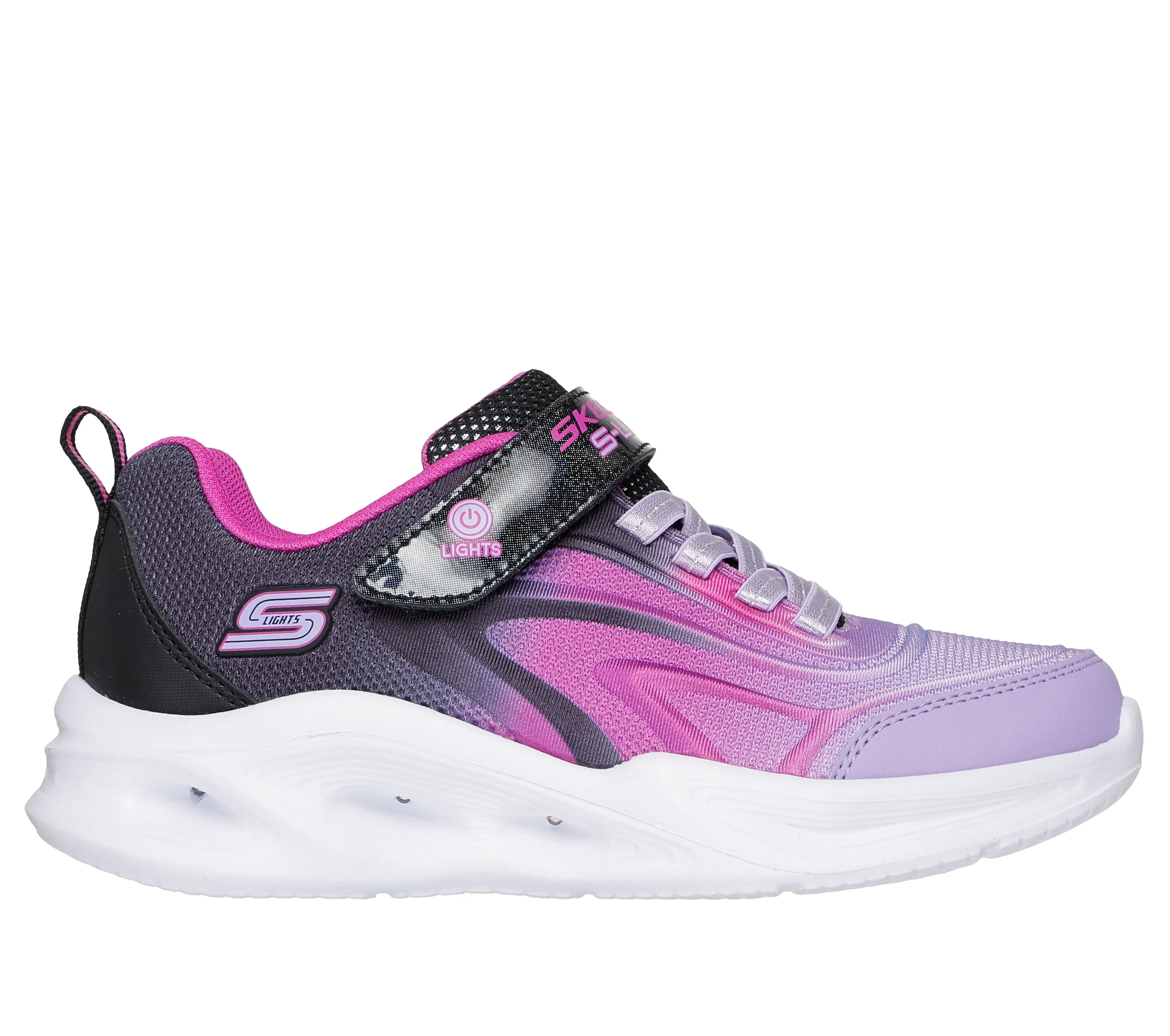 SKECHERS S-Lights Sola Glow Color Breeze Infant Girl's Trainers - Black/Multi