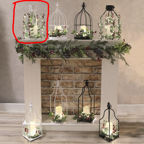 STRAITS LED Christmas Cage Lantern 18x36cm - White - Image 3