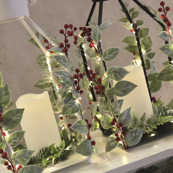 STRAITS LED Christmas Cage Lantern 18x36cm - White - Image 2