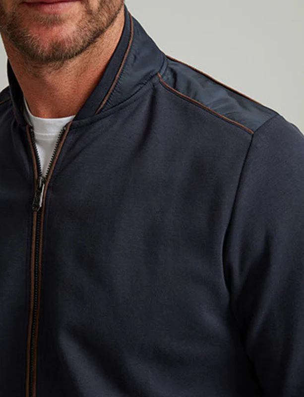 VEDONEIRE Men's Casual Full Zip Cotton Jacket - Navy - Image 3