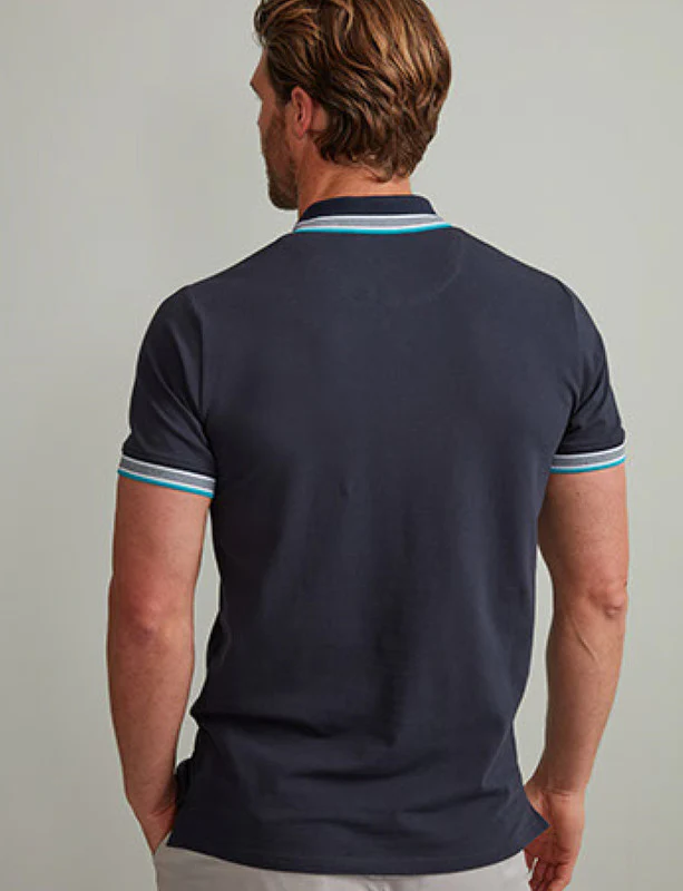 VEDONEIRE Men's Polo With Stripe Rib - Navy - Image 3