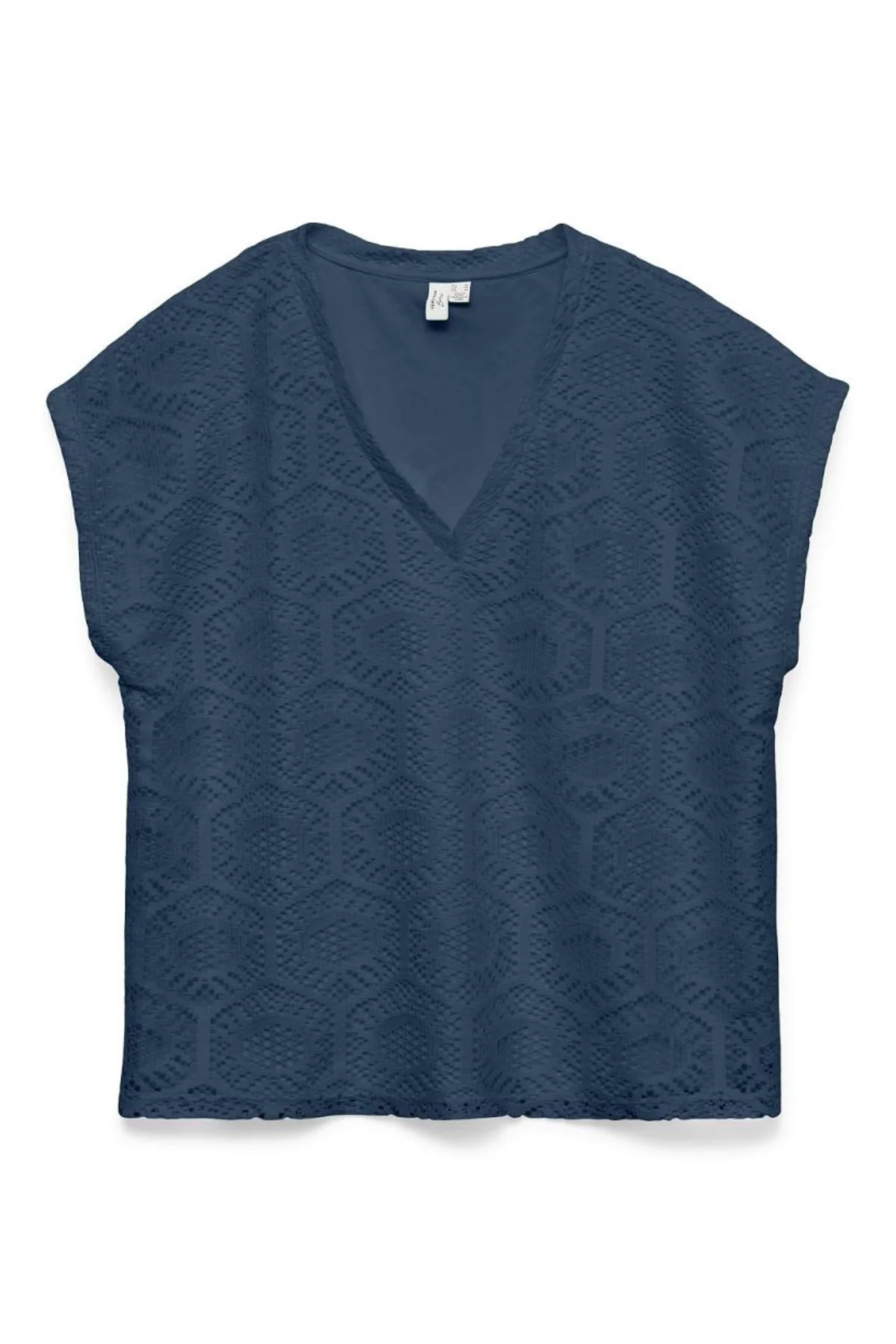 VERO MODA Iris Crochet V-Neck T-Shirt - Dark Denim