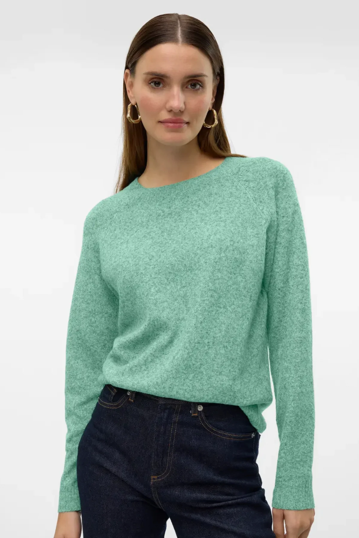 VERO MODA : Doffy Round Neck Knitted Pullover - Mint