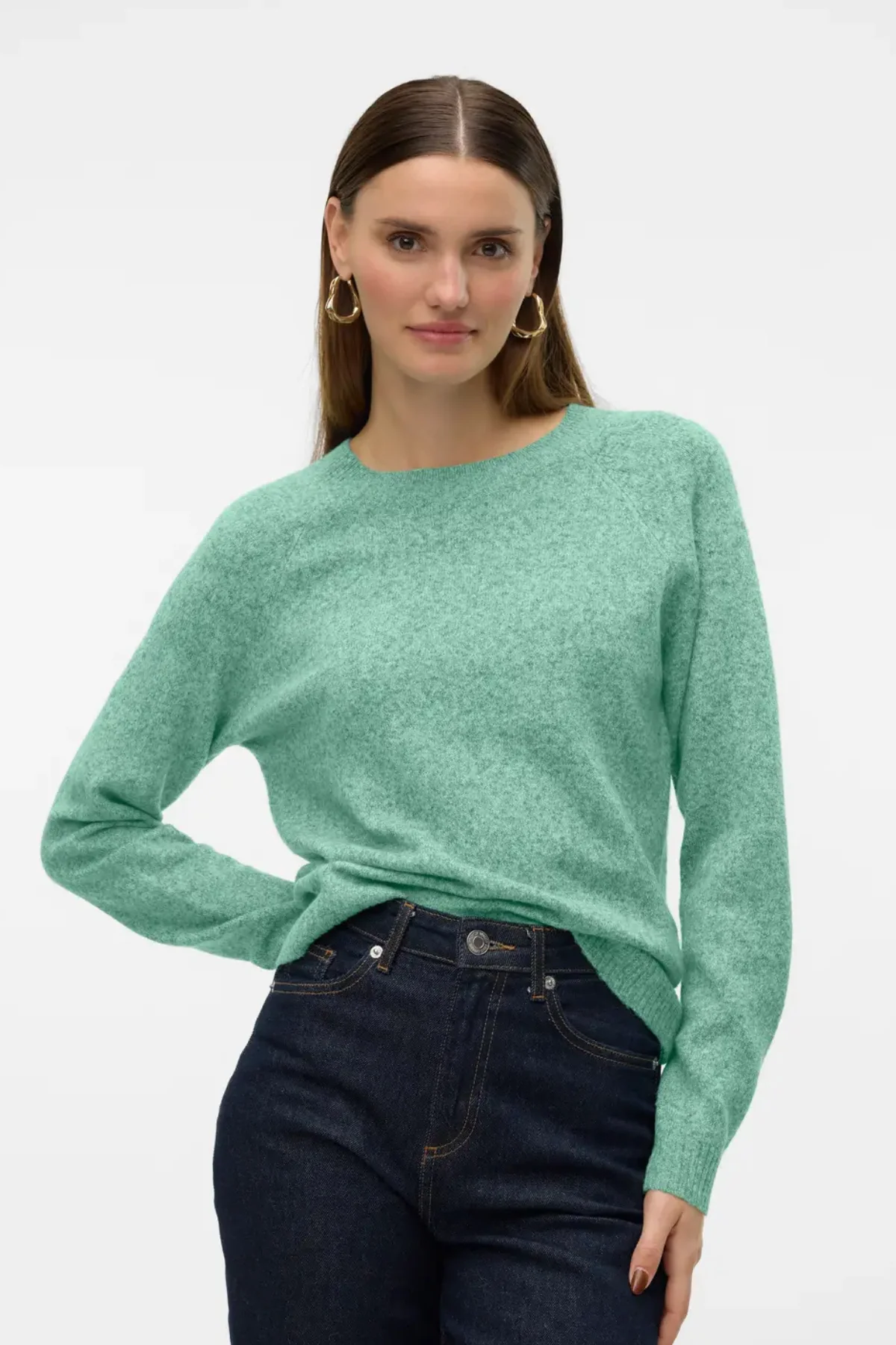 VERO MODA : Doffy Round Neck Knitted Pullover - Mint - Image 2