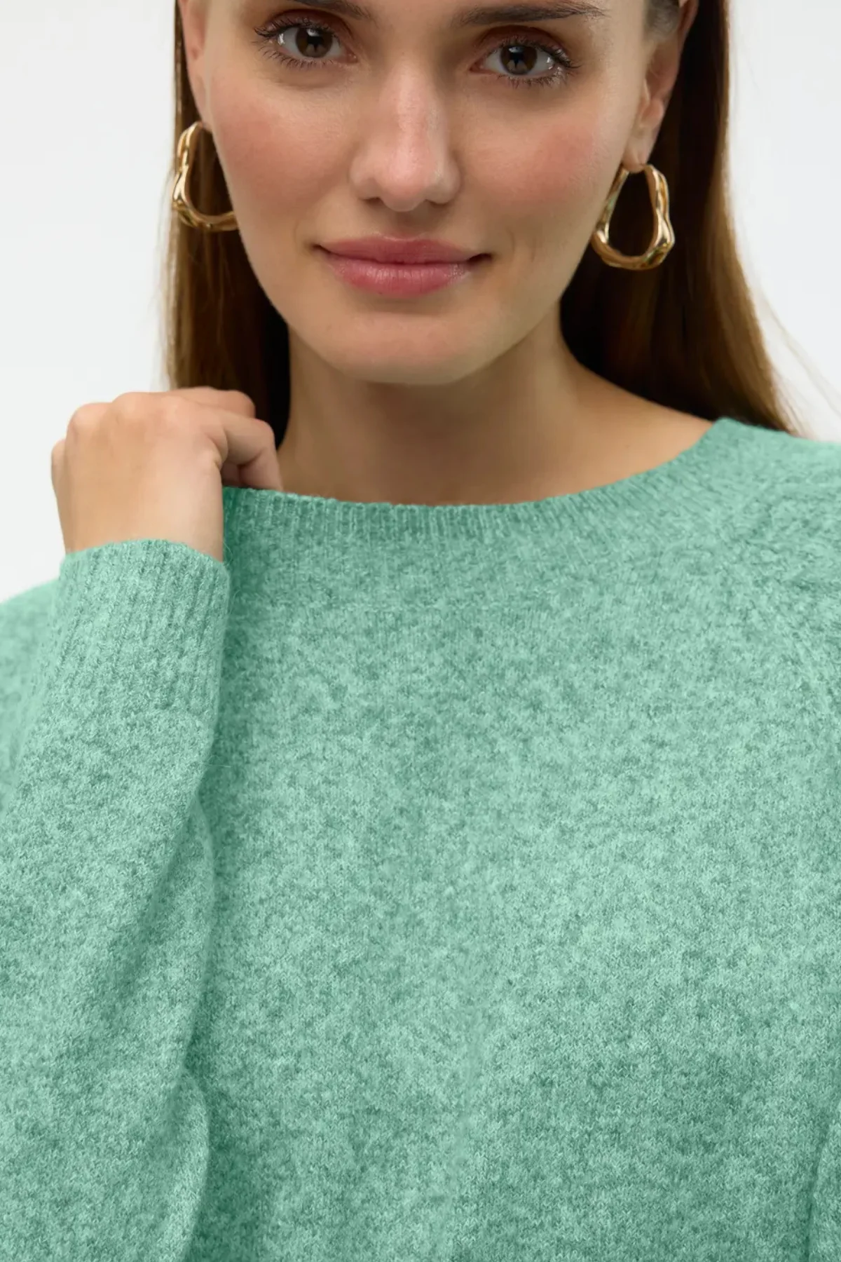 VERO MODA : Doffy Round Neck Knitted Pullover - Mint - Image 3