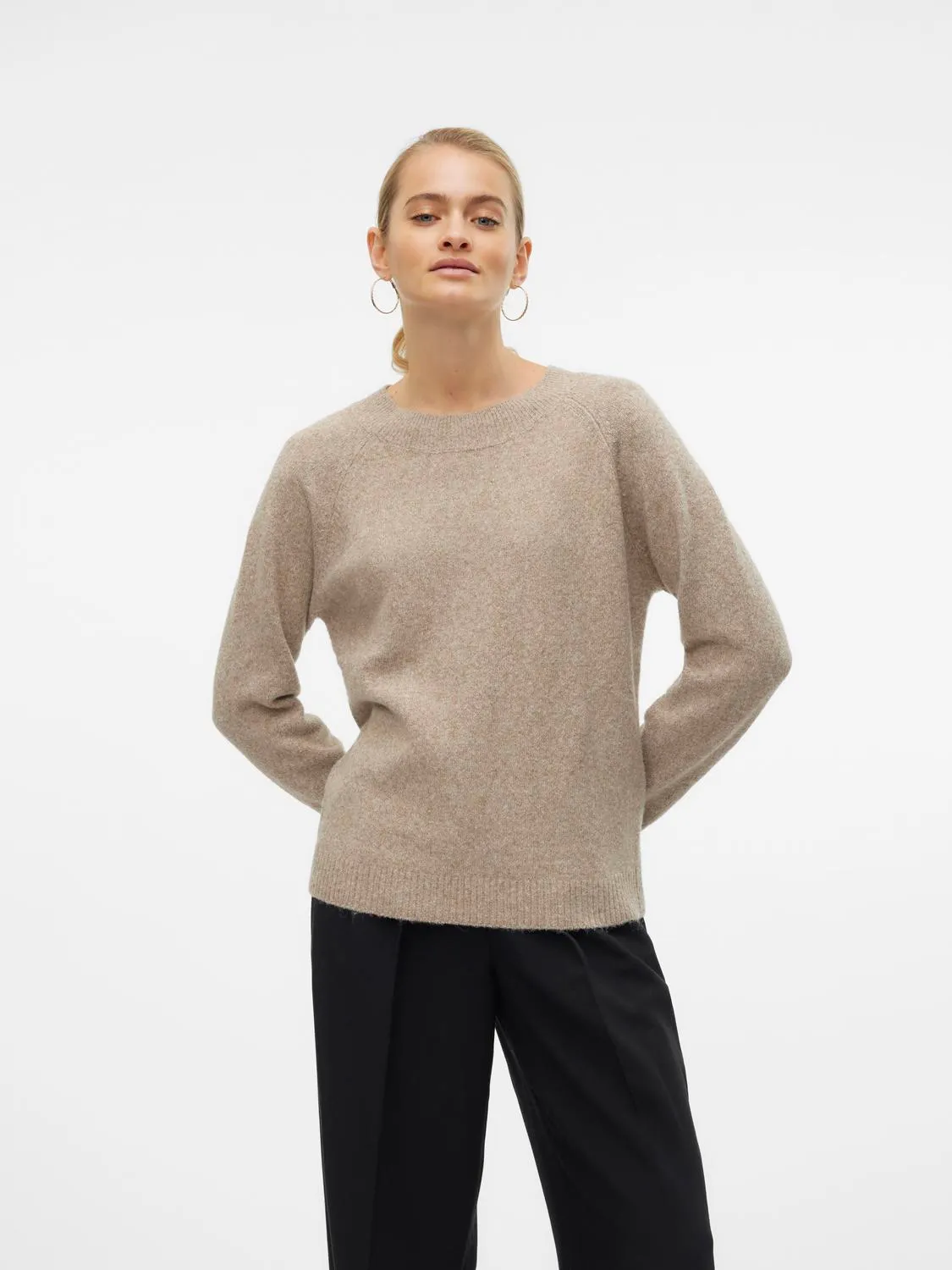 VERO MODA Doffy Round Neck Knitted Pullover - Sepia Tint - Image 2