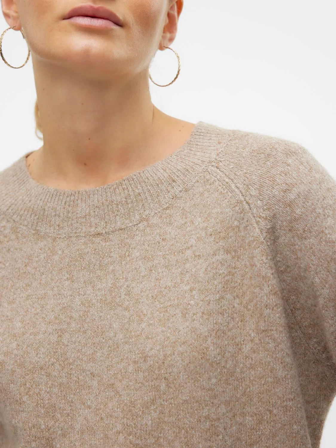 VERO MODA Doffy Round Neck Knitted Pullover - Sepia Tint - Image 3