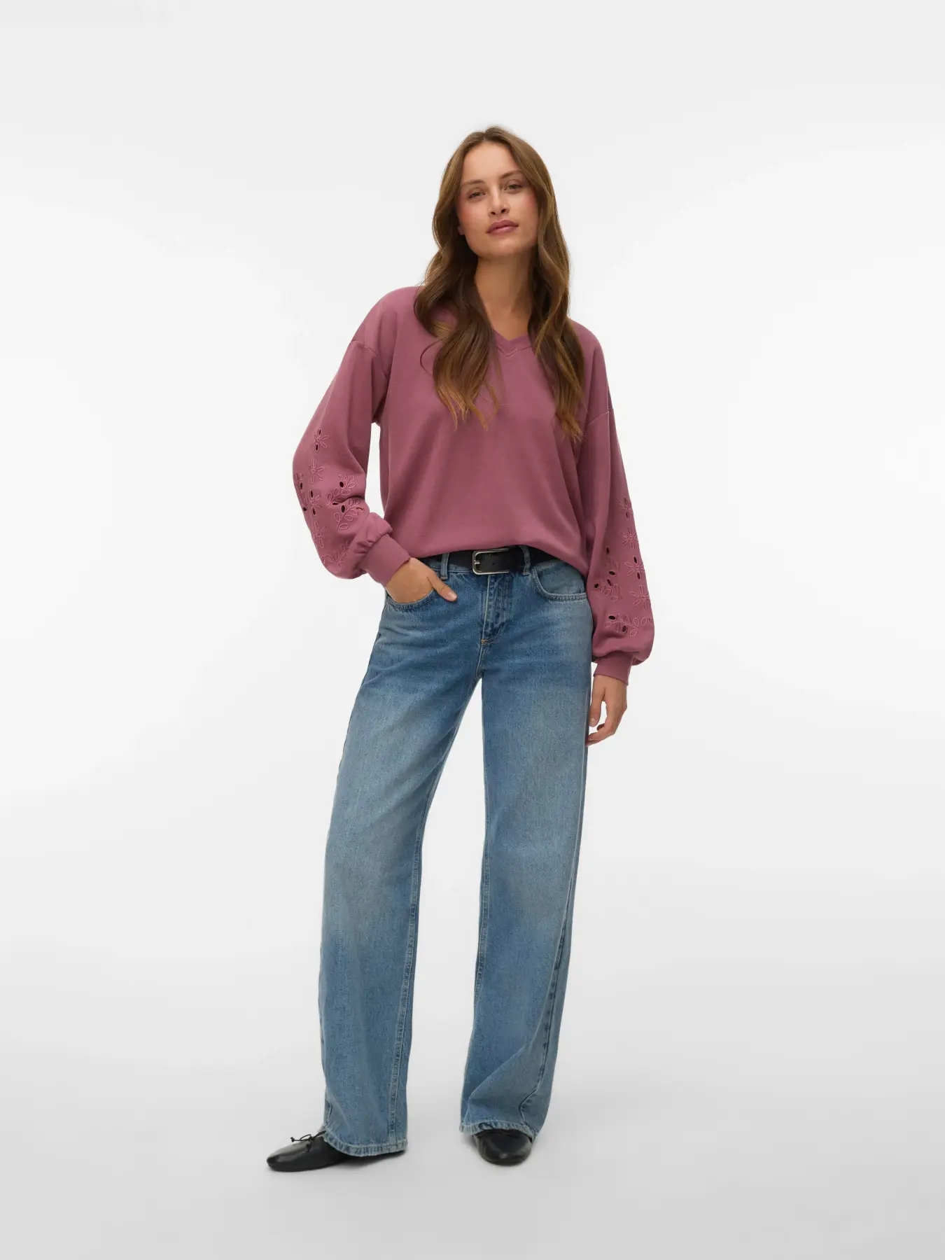 VERO MODA Ellis Long Sleeve Sweatshirt - Rose - Image 2