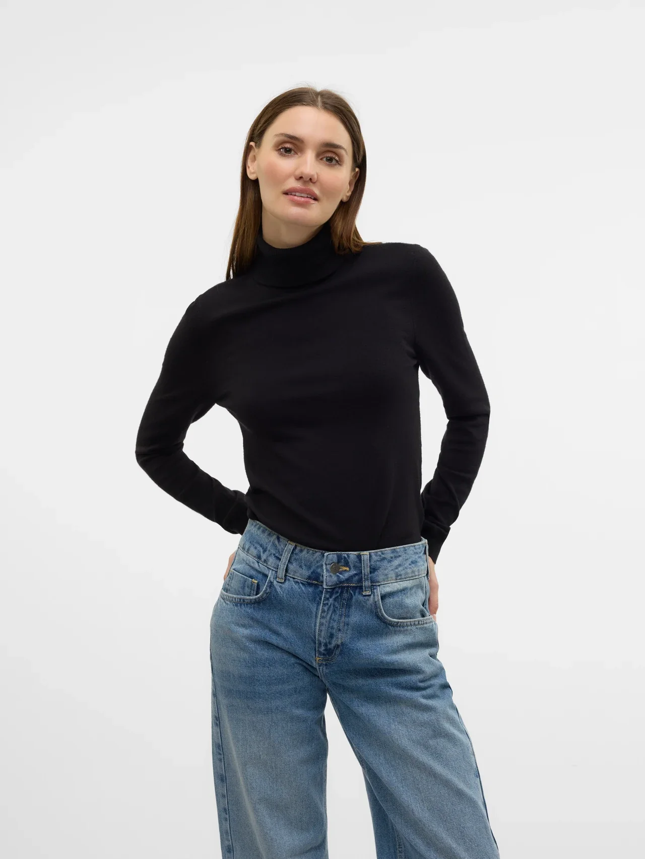 VERO MODA Happiness Roll Neck Jumper - Black - Image 2