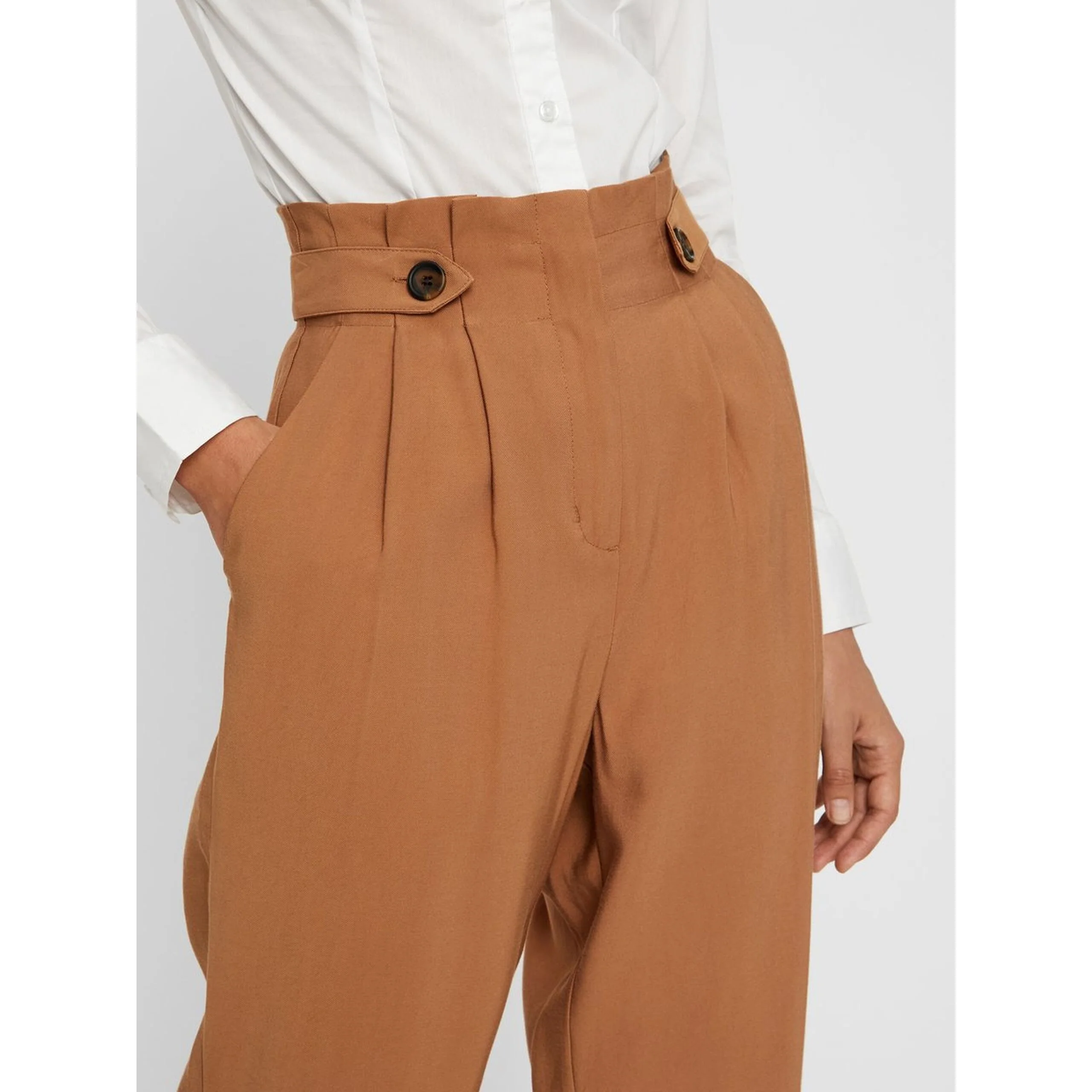 VERO MODA : High Waist Ankle Pant Brown - Image 4