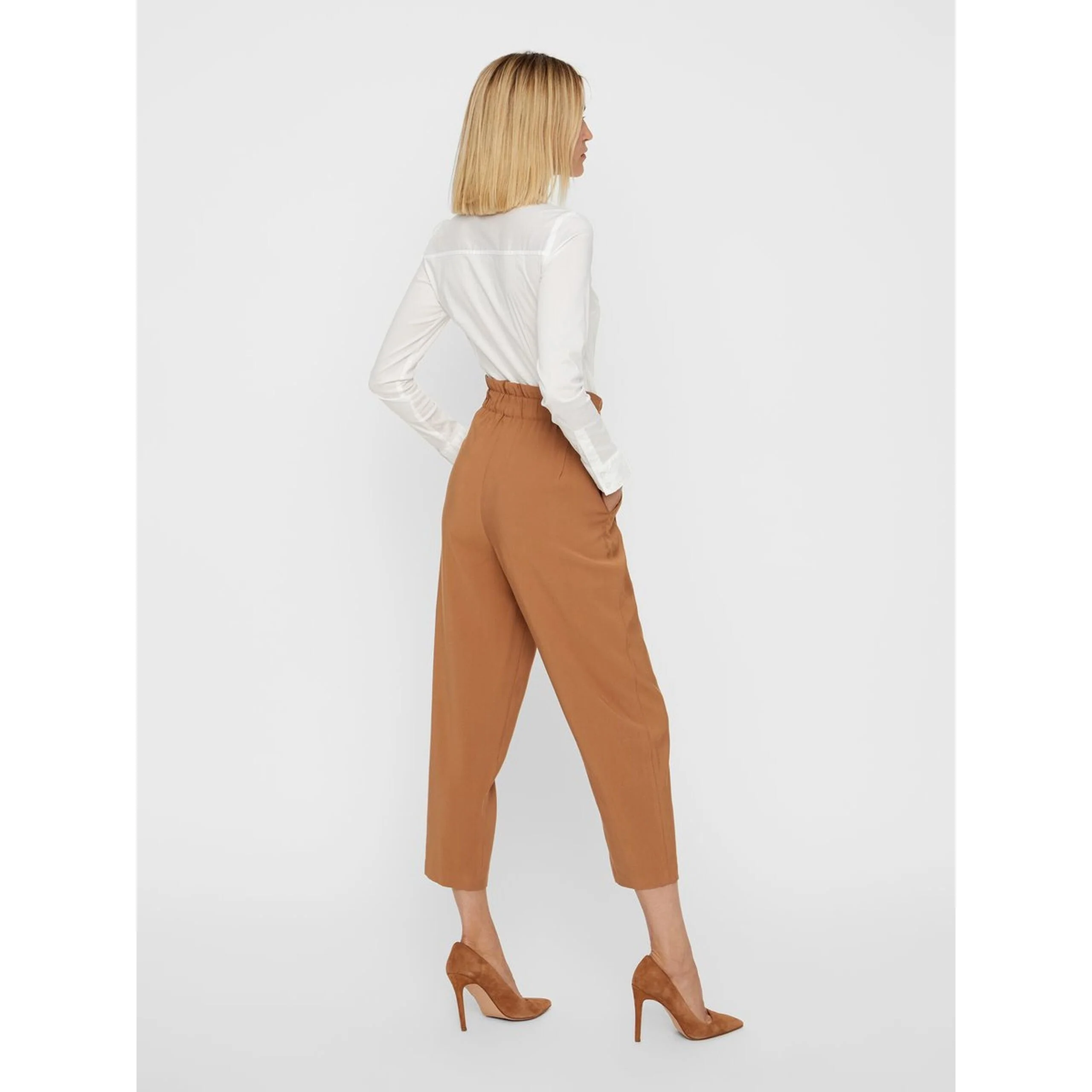 VERO MODA : High Waist Ankle Pant Brown - Image 5