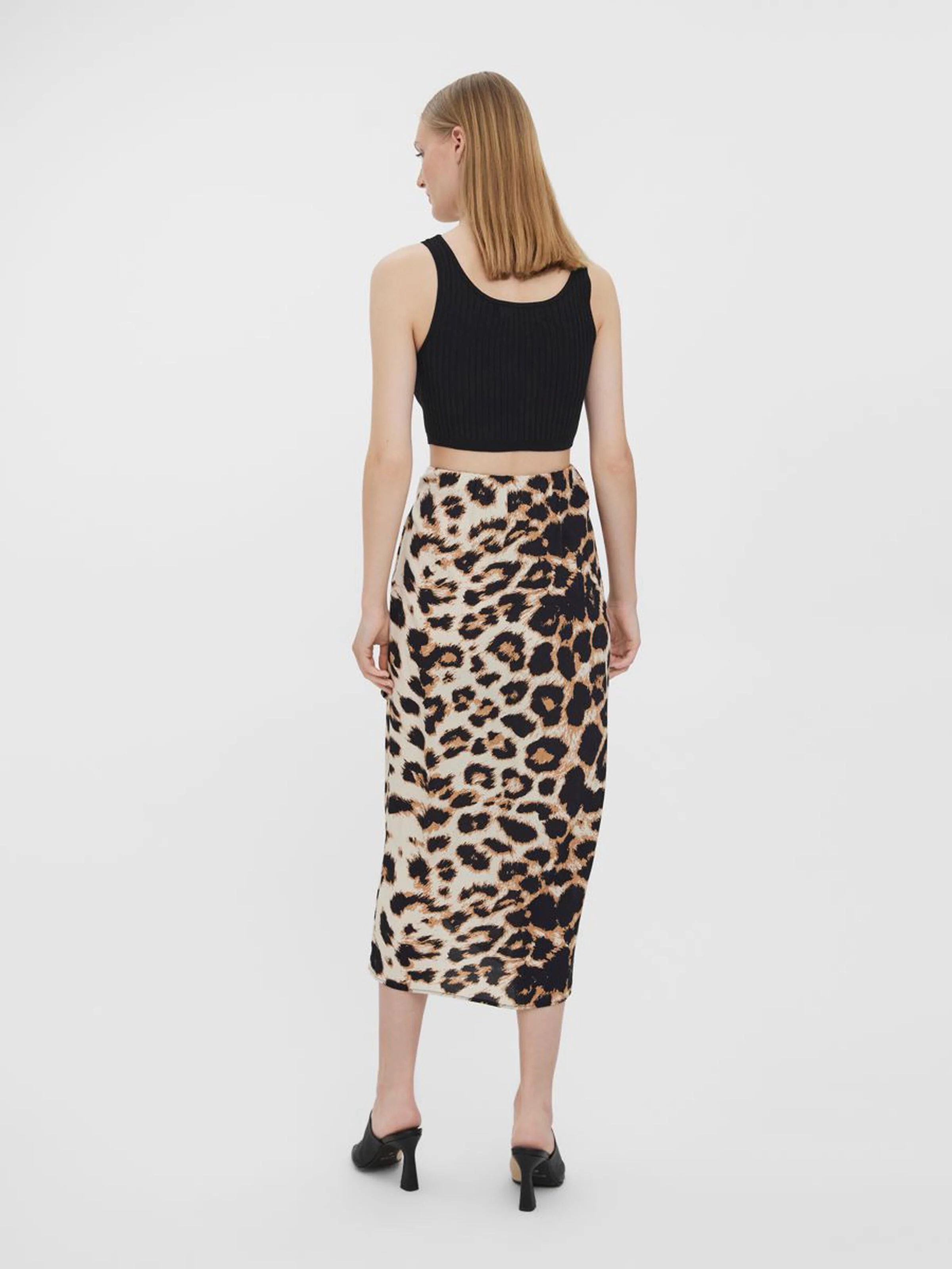 VERO MODA Animal Print High Waist Calf Skirt - Image 3
