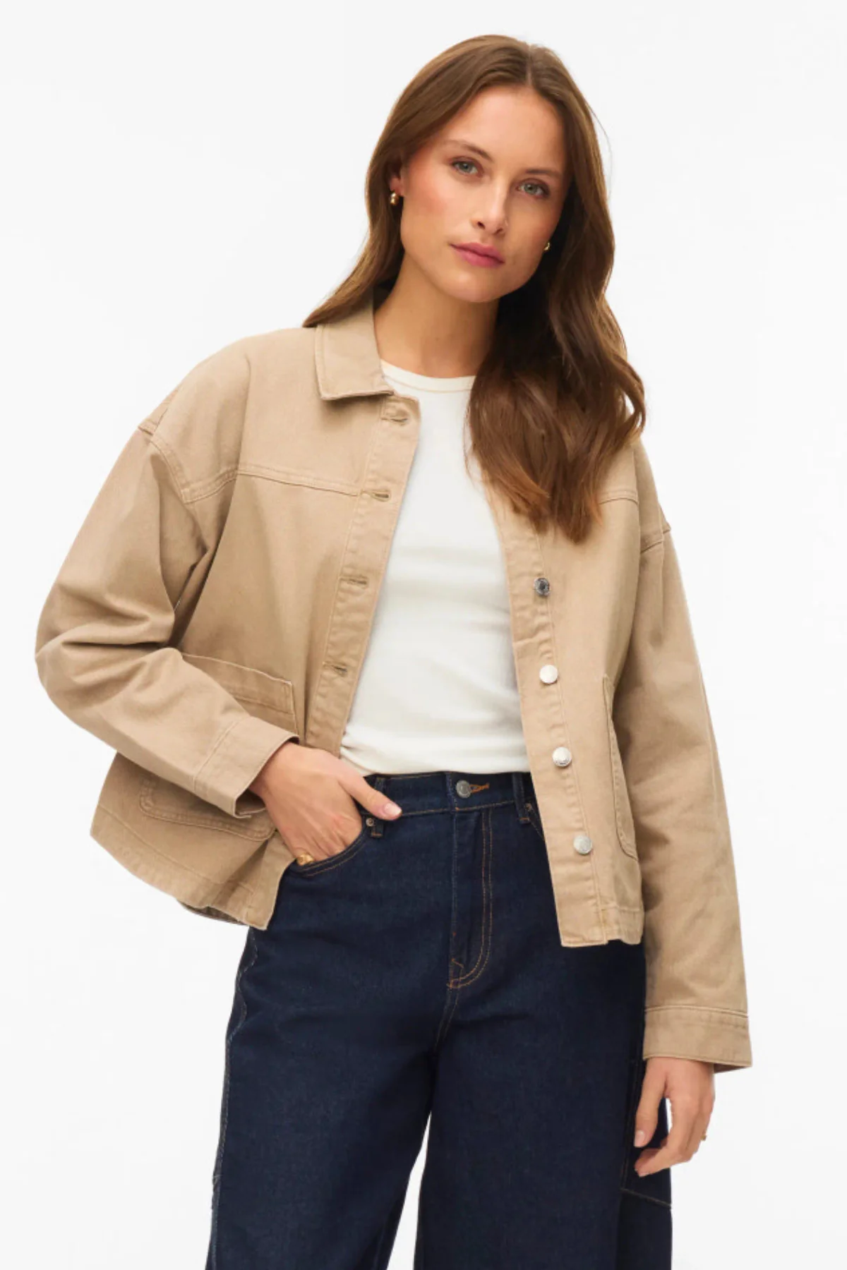VERO MODA Jamie Denim Shacket - Mink - Image 2