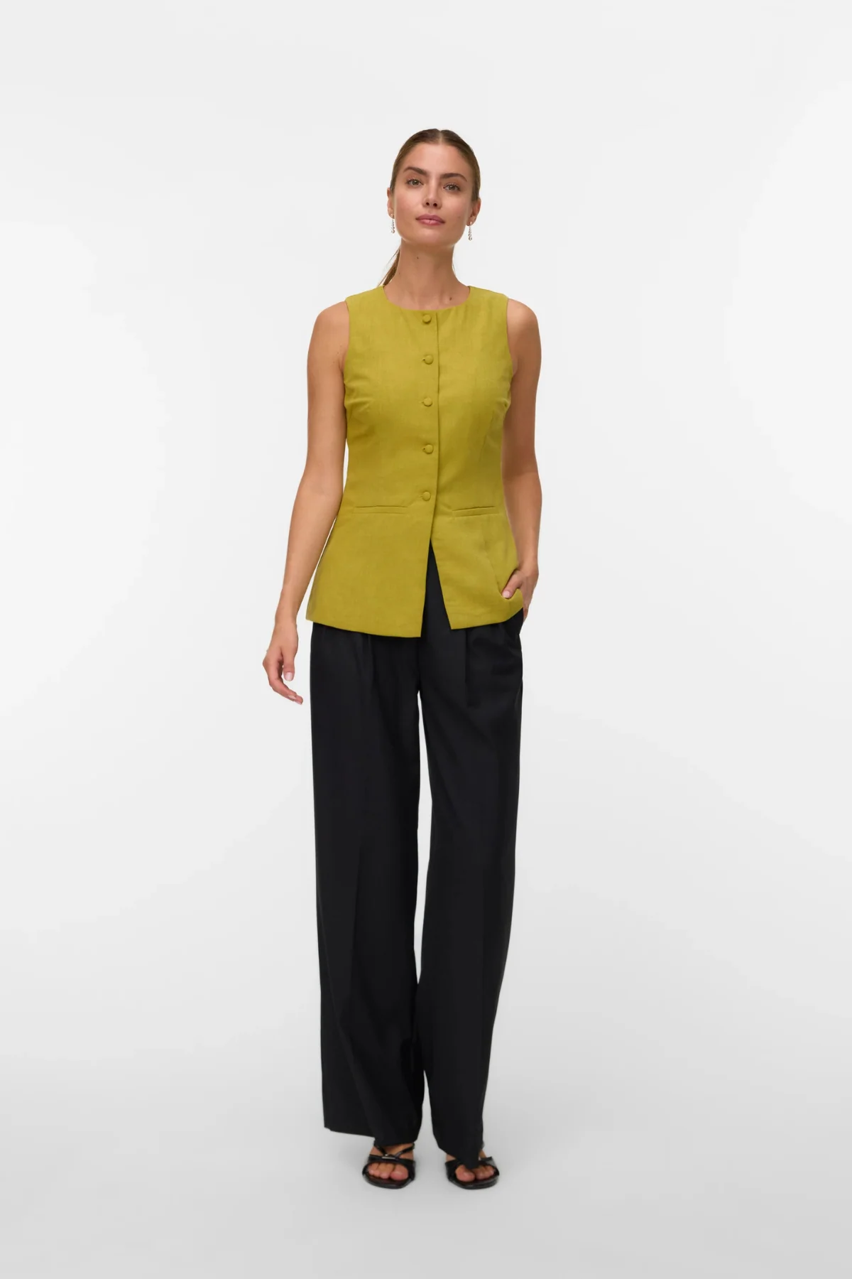 VERO MODA Josie Waistcoat - Avacado - Image 2