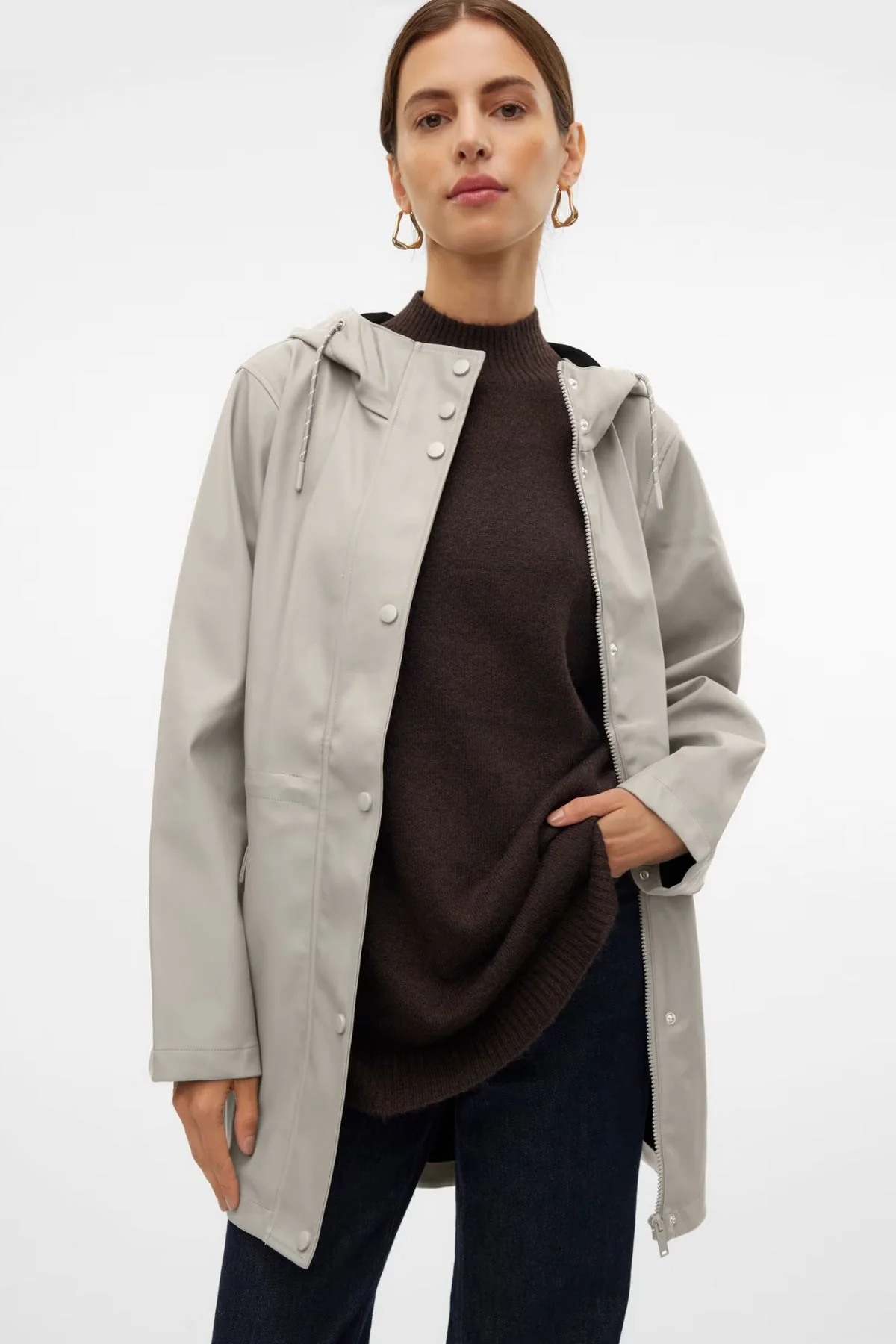 VERO MODA Malou Coated Rain Jacket - Moonbeam - Image 2