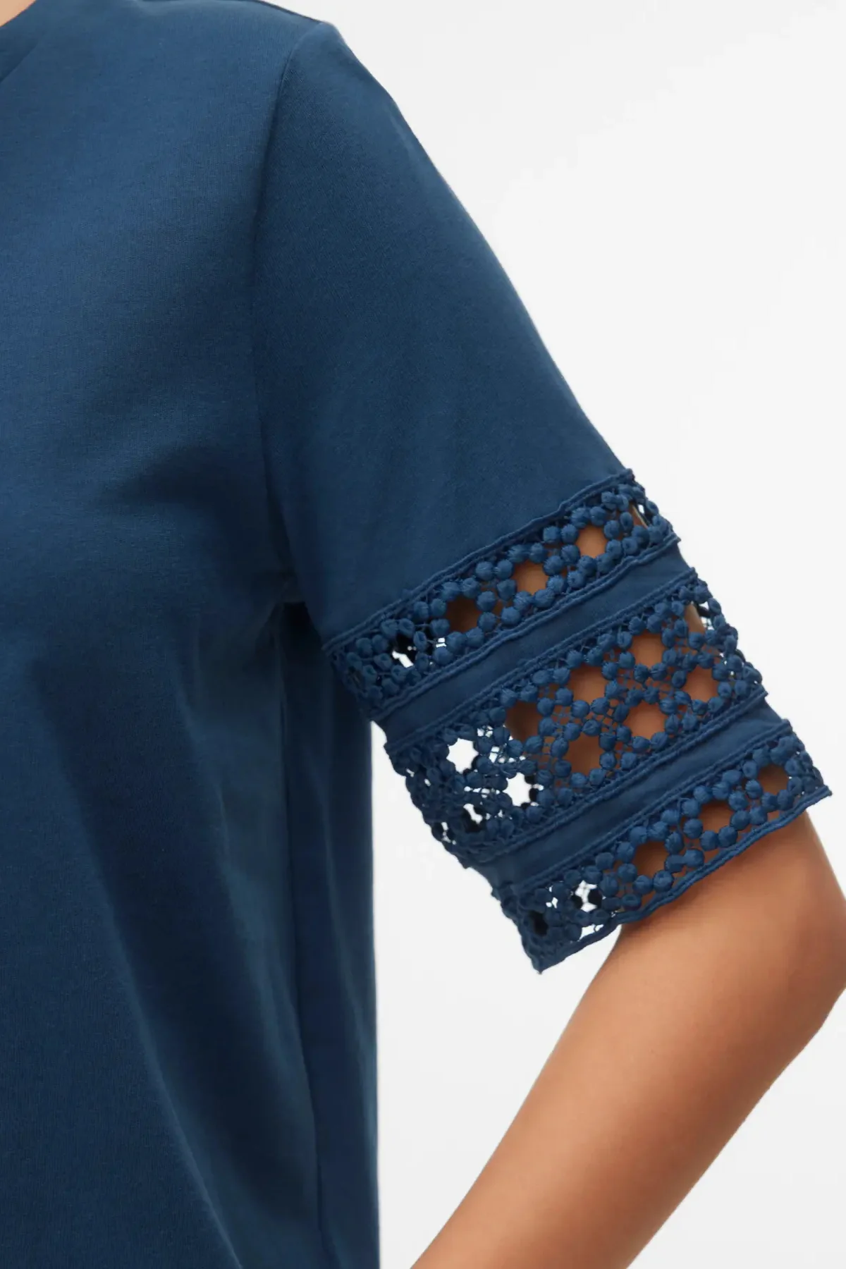 VERO MODA Nancy 2/4 Sleeve T-Shirt - Navy - Image 3