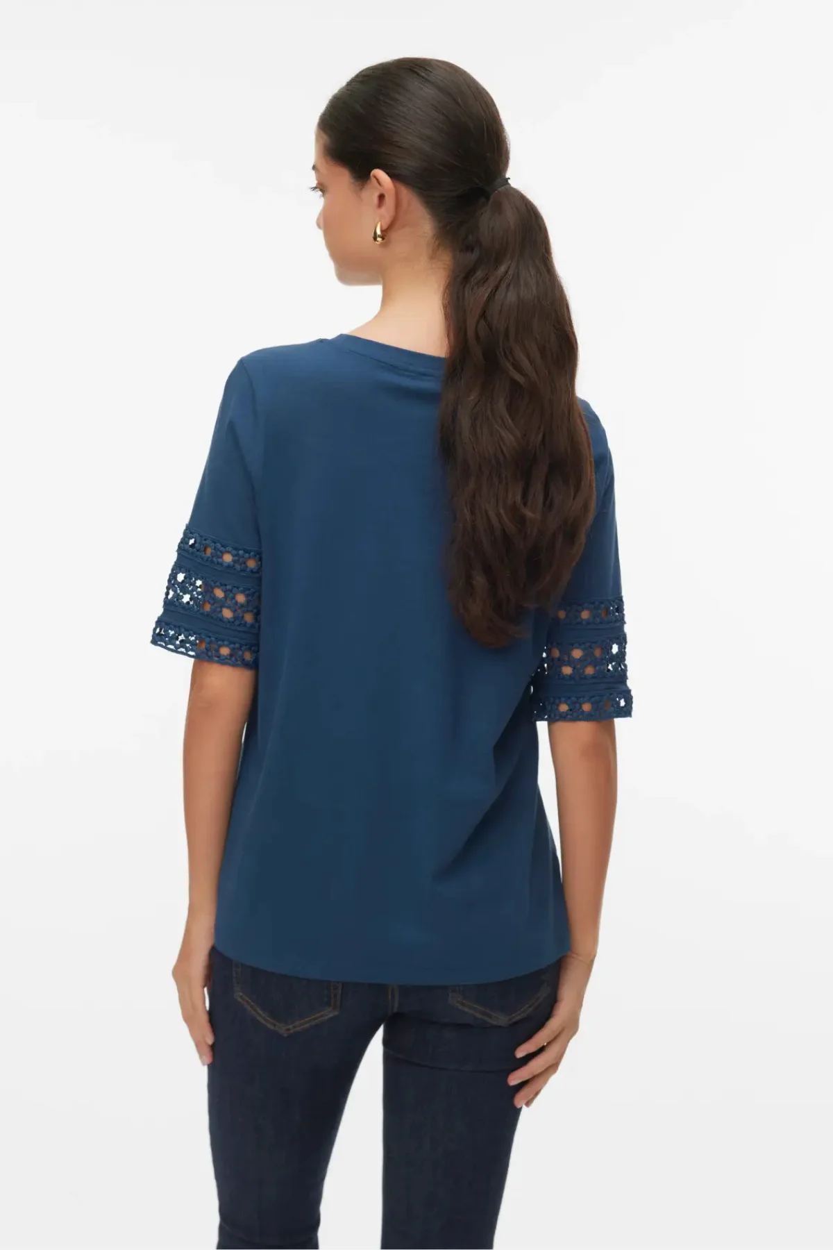 VERO MODA Nancy 2/4 Sleeve T-Shirt - Navy - Image 4