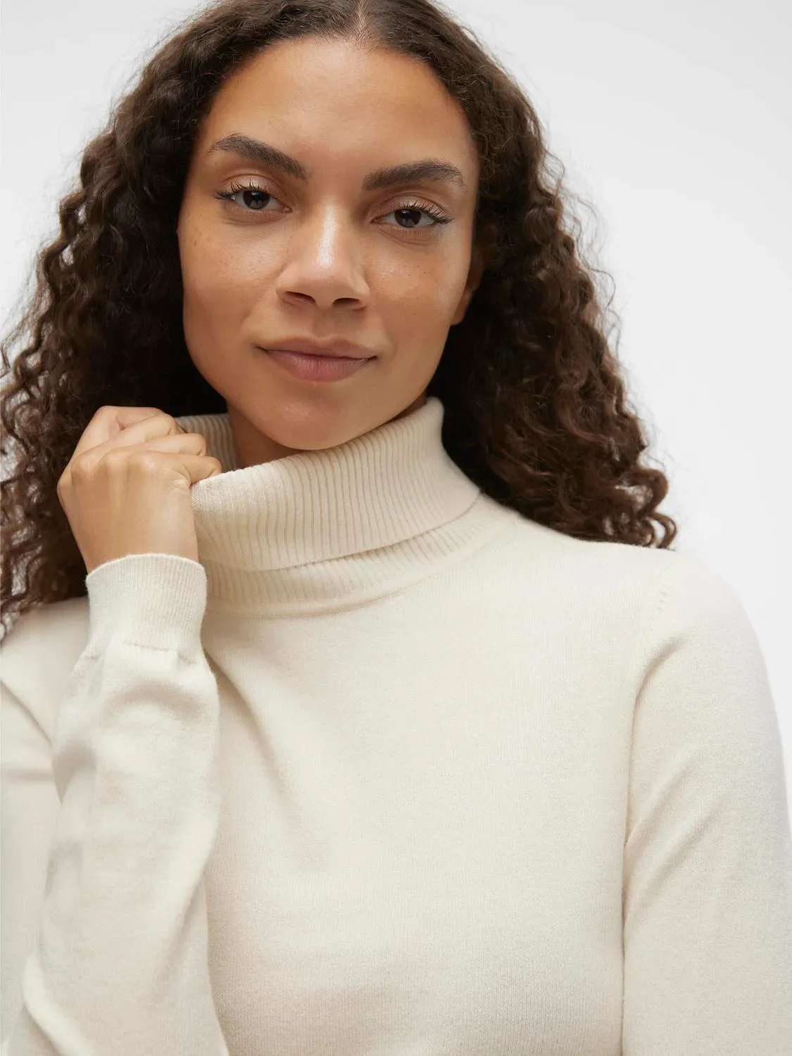 VERO MODA Happiness Roll Neck Jumper - Birch - Image 2