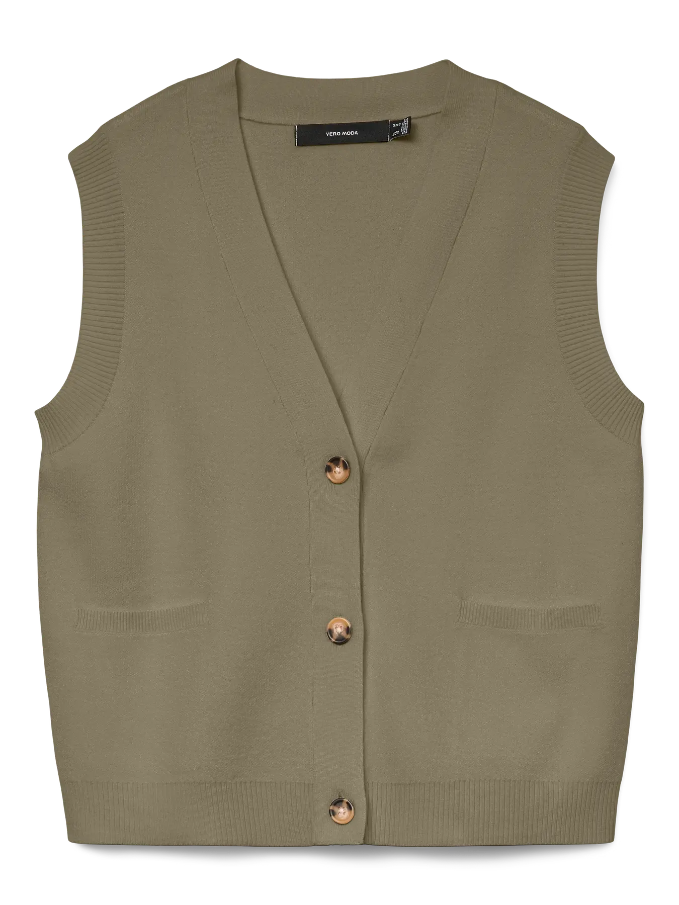 VERO MODA Saba Sleeveless Button Vest - Khaki