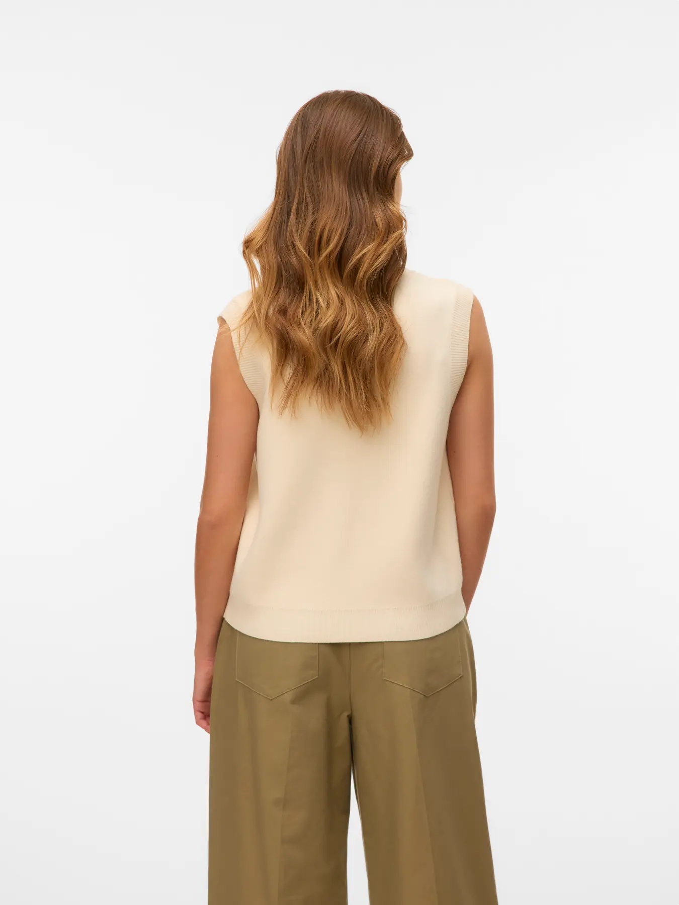 VERO MODA Saba Sleeveless Button Vest - Cream - Image 5