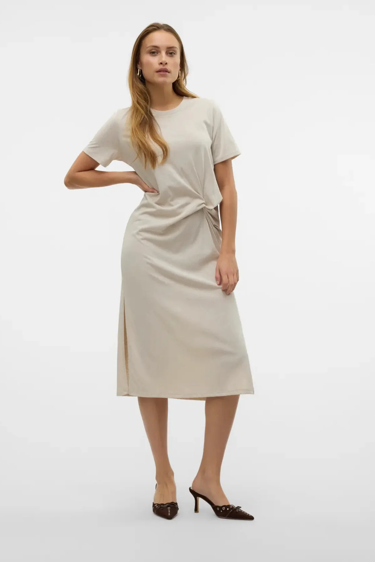 VERO MODA Tass O-Neck 7/8 Dress - Stone - Image 2