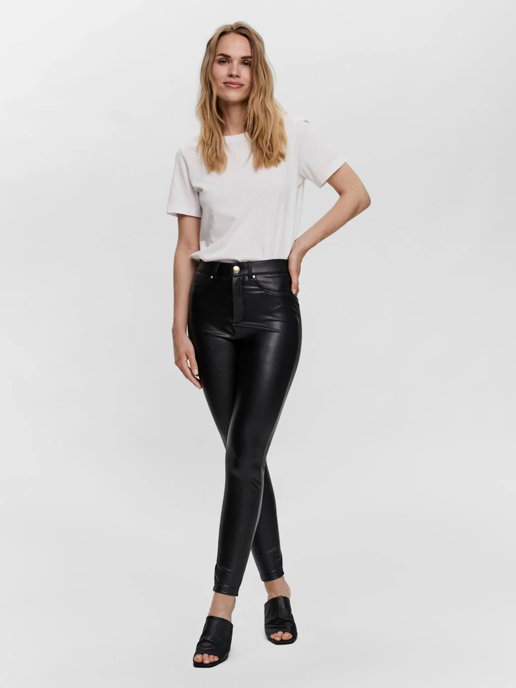 VERO MODA : Augusta HR PU Skinny Pants - Image 3