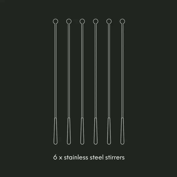 VINERS Barware 6 Piece Cocktail Stirrers Gift Set - Image 2