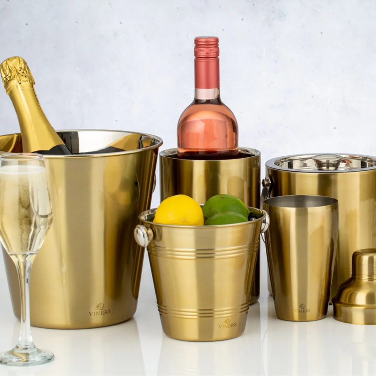 VINERS Barware Gold Single Wall Ice Bucket 1L - Image 2