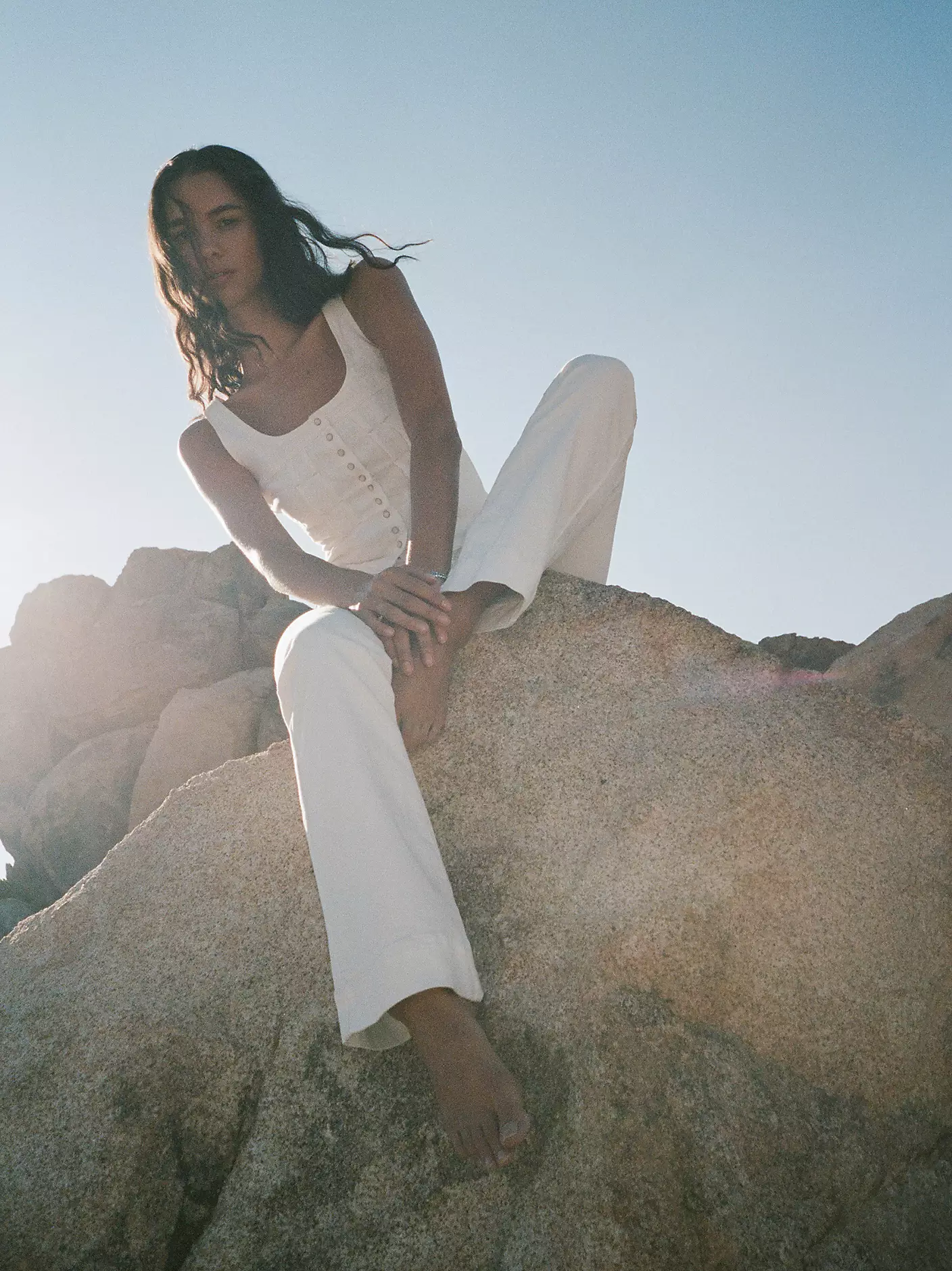 WRANGLER Slim Pleated Corset Style Top - Worn White - Image 7