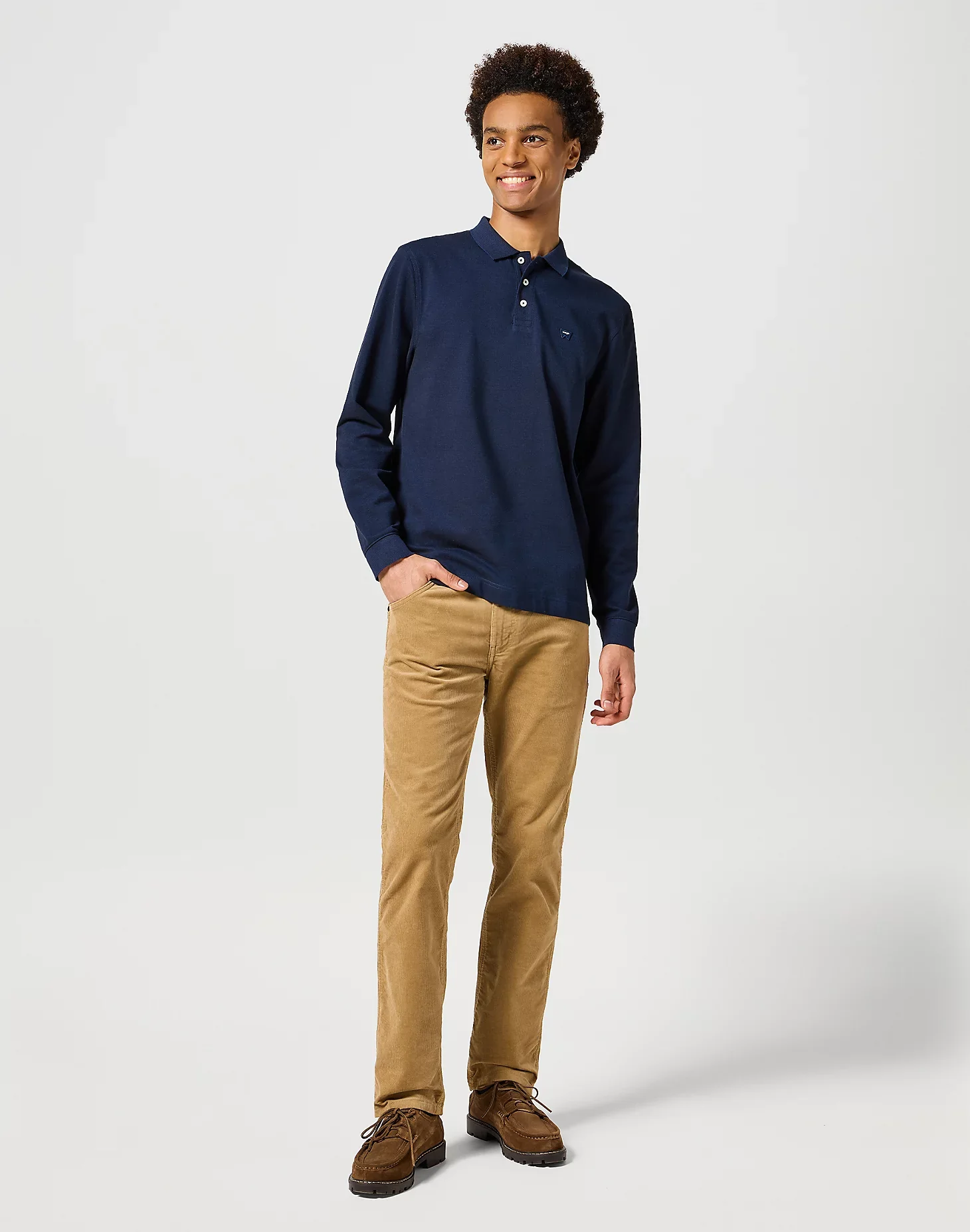 WRANGLER Long Sleeve Refined Polo - Navy - Image 3