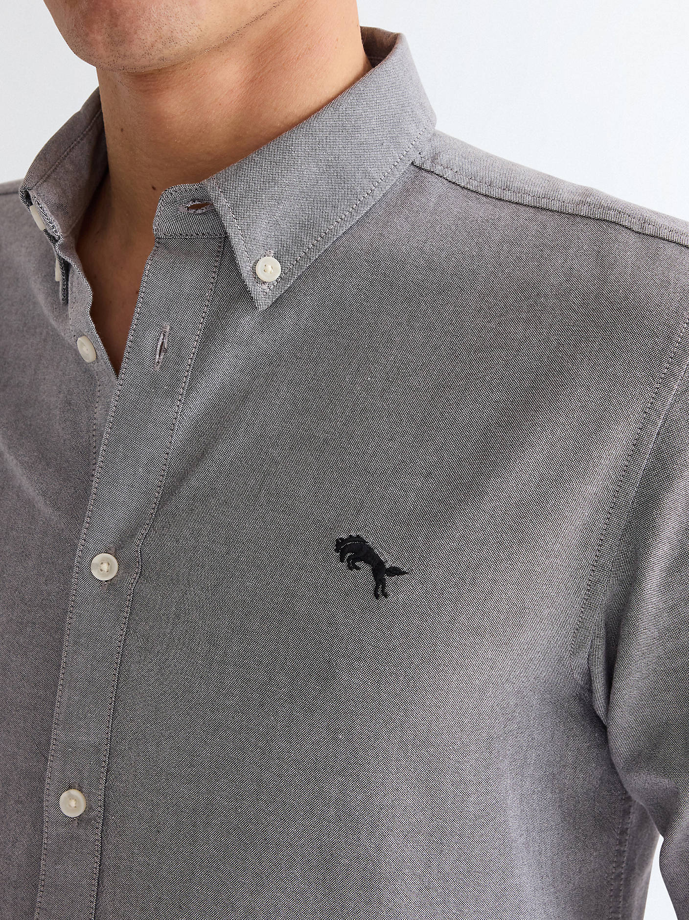 WRANGLER Men's Long Sleeve Oxford Shirt - Grey - Image 3