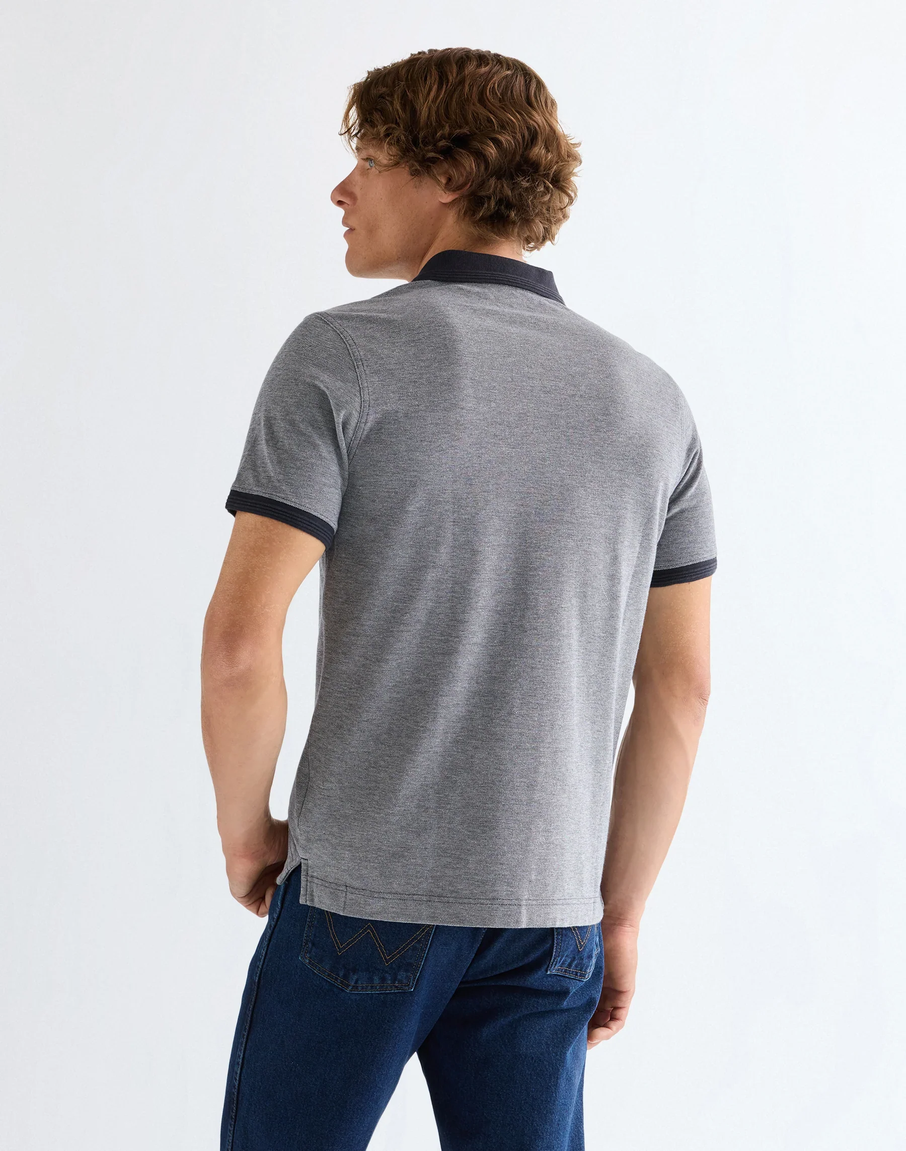 WRANGLER Men's Refined 2-Tone Polo Shirt - Navy - Image 2