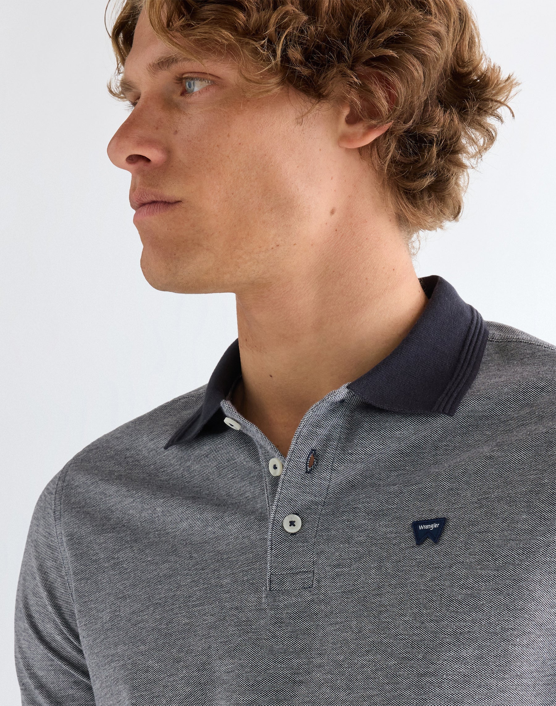 WRANGLER Men's Refined 2-Tone Polo Shirt - Navy - Image 4