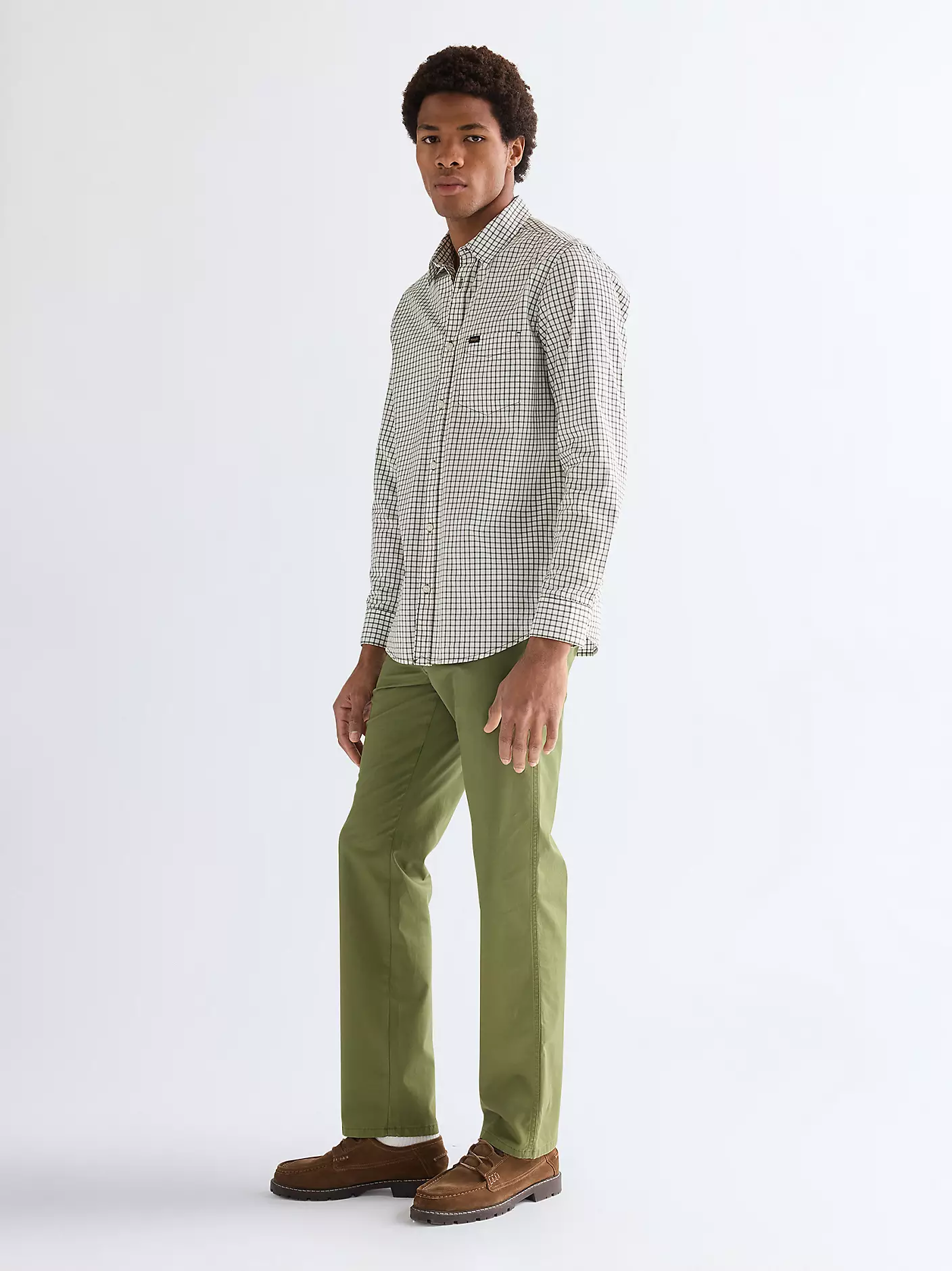 WRANGLER Men's Regular One Pocket Shirt - Green Check - Image 3