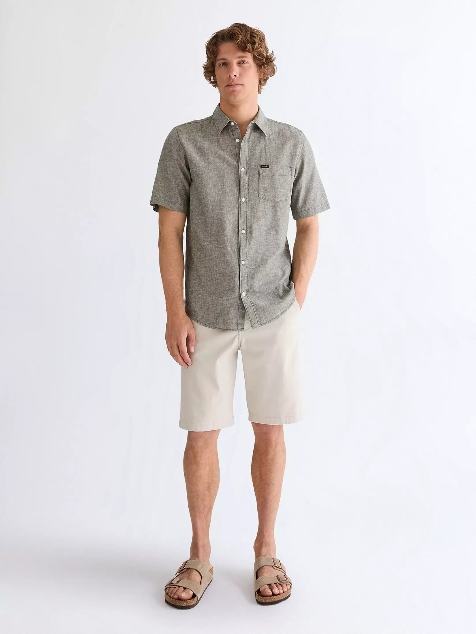 WRANGLER Men's Short Sleeve Linen Blend Shirt - Image 3