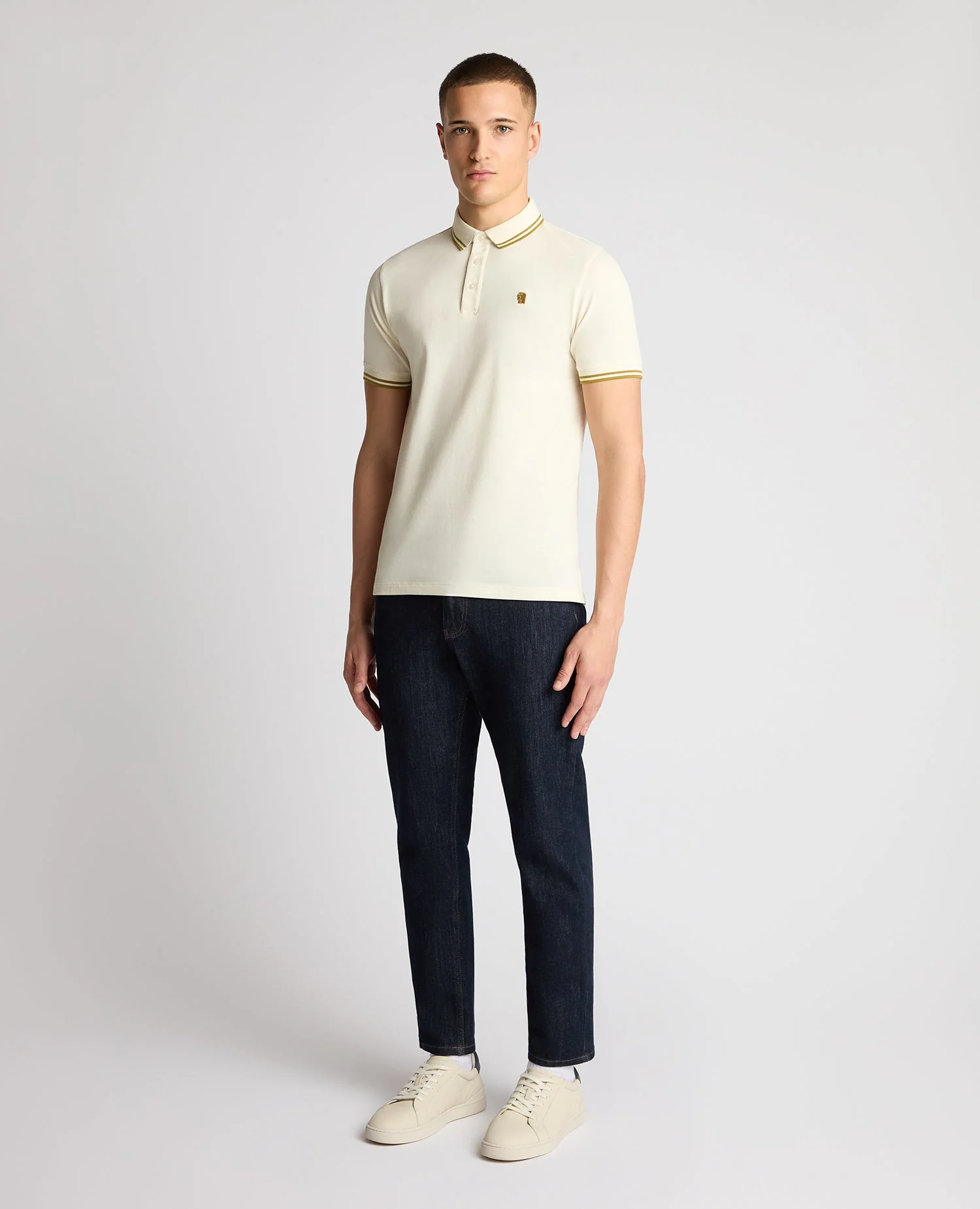 REMUS UOMO Short Sleeved Polo Shirt - Cream - Image 2