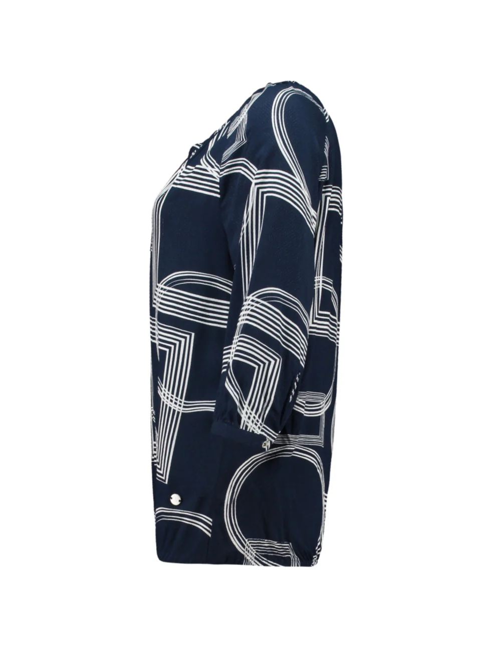 ZABAOINE Cornelia Geometric Blouse - Navy - Image 2